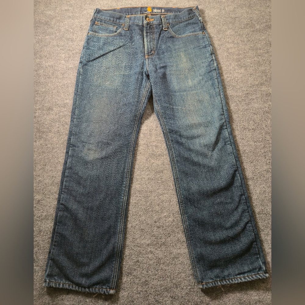Carhartt Relaxed Fleece Lined‎ Distressed Jeans Size 34x30
